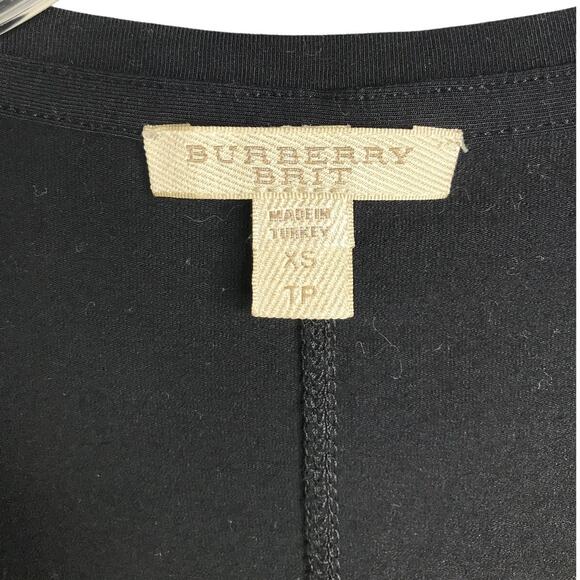 Burberry Brit Top Womens Size XS Scoop Neck Plaid Three-Quarter Sleeve V-Neck - Picture 2 of 8